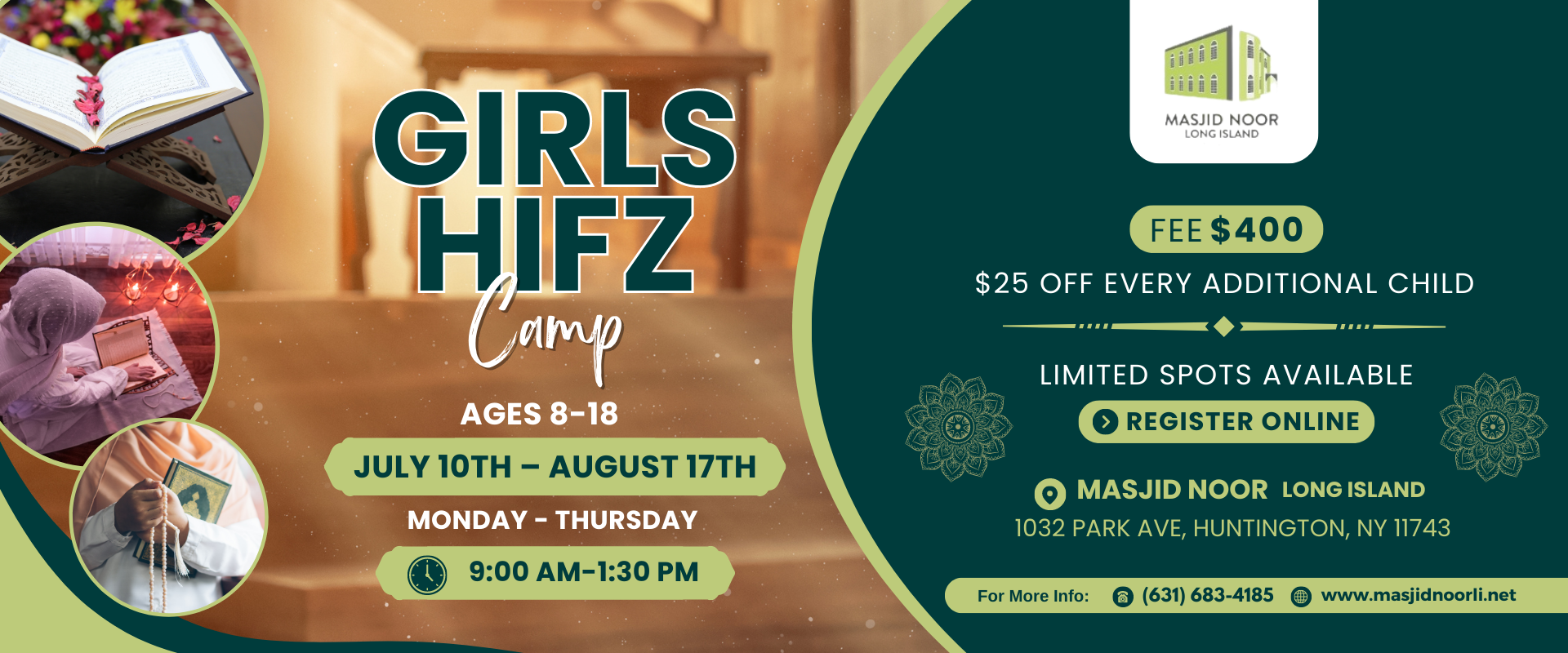 Masjid Noor - Girls Hafiz Camp - Header